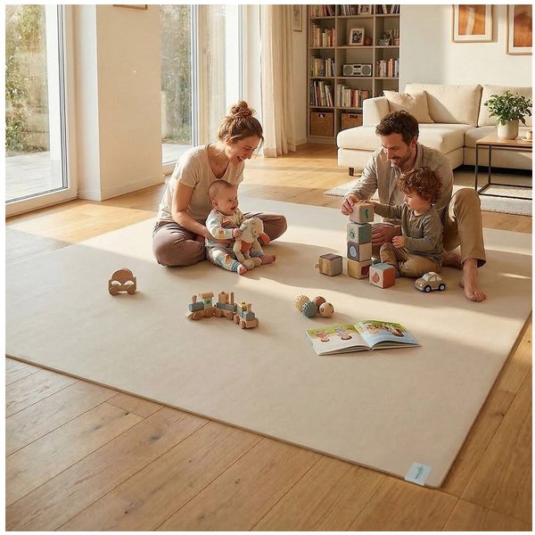 Sanosoft Spielmatte Krabbelmatte XXL "made in Germany" - Öko-Tex 100 120x180cm Sand/Beige, Oeko-Tex 100 - Made in Germany