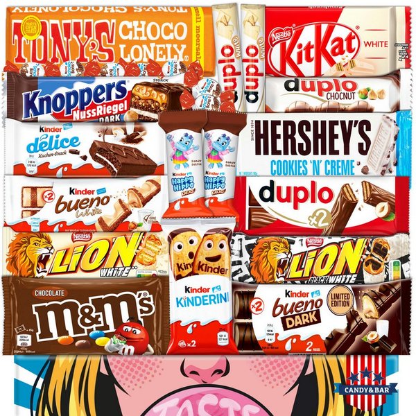 Candy & Bar Schokolade Black & White Schokolade Mix Box, Weiße & dunkle Schokolade
