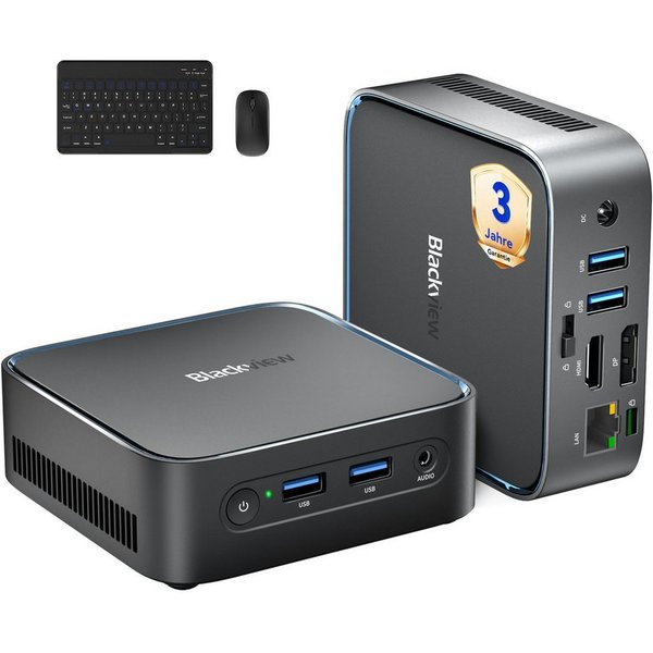 blackview 2026 MP50 mit Tastatur und Maus, AMD Ryzen 5, 16GB +512GB Win 11 Pro Mini-PC (AMD AMD Ryzen 5 3500U, AMD Ryzen 5 3500U, 16 GB RAM, 512 GB SSD, 4K UHD,