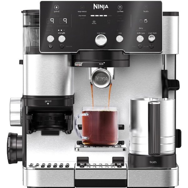 NINJA Siebträgermaschine ES501EU, Integriertes Mahlwerk, Espressomaschine, Barista Assist