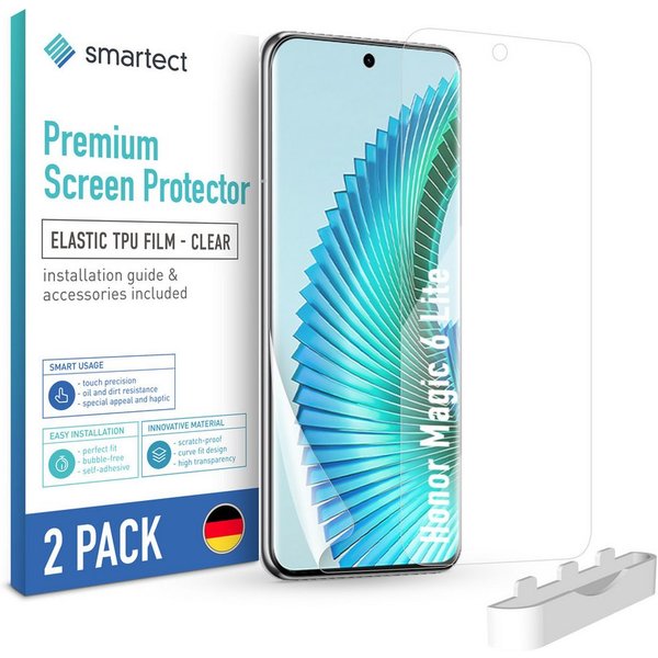 smartect Displayschutzfolie 2X TPU Schutzfolie Klar für Honor Magic 6 Lite für Honor Magic 6 Lite, Set, 2 Stück, Ultra-klar, Kratzfest, Blasenfrei, Oleophob, Fi