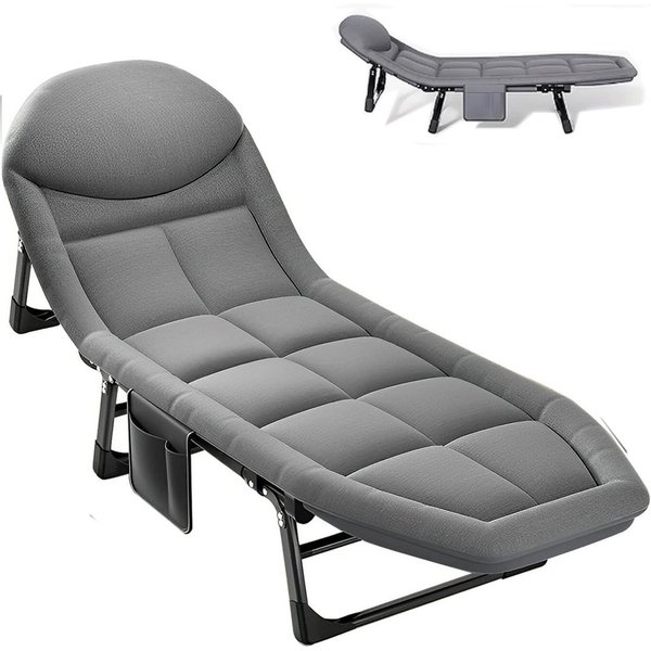 MECO Campingliege Liegestuhl Sonnenliege Relaxsessel Gartenliege (1-St) Campingbett Verstellbar & Stabil, bis 150 kg, 190x66x35cm