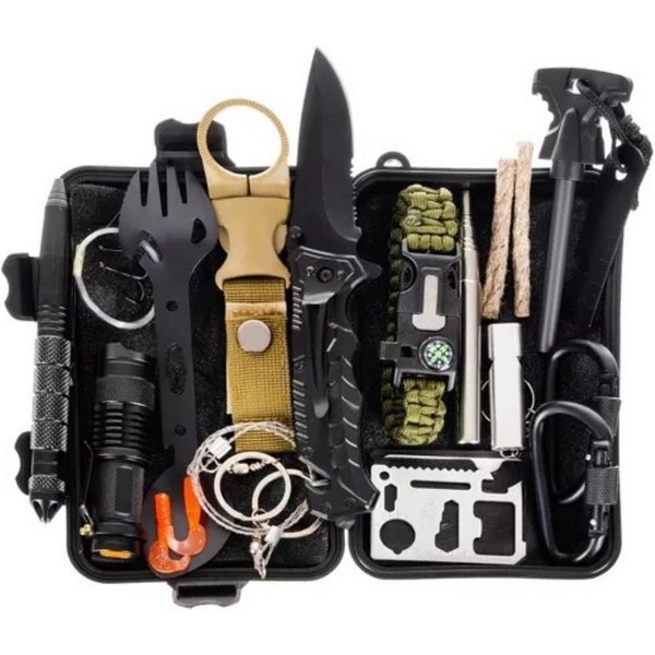 Trizand Taschenmesser Ausrüstungsset 32-teilig mit Werkzeugen im wasserabweisend Koffer, (Outdoor-Notfall Ausrüstungsset 32-teilig mit Koffer für Camping & Tour