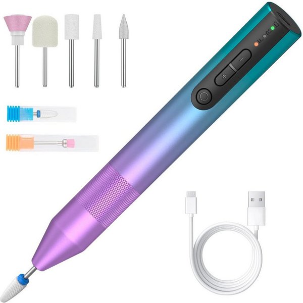 GarveeMore Maniküre-Pediküre-Set, 1-tlg., 5 Nagelfräseraufsätze, 1 Keramikaufsatz, Nagelkunstpinsel, Geräuscharm und vibrationsarm