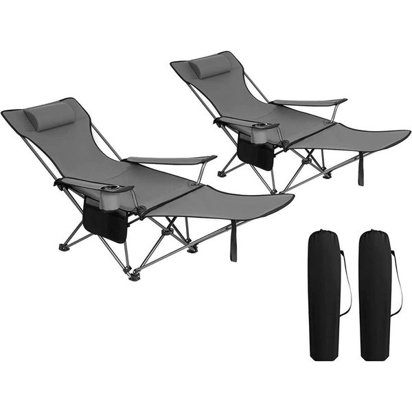 Woltu Campingstuhl (2 St), klappbar für Outdoor mit Armlehnen Getränkehalter