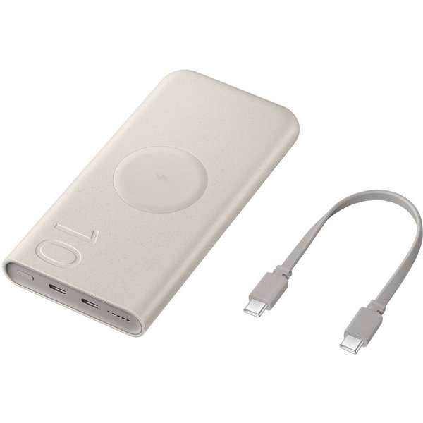 Samsung Induktive Powerbank 10.000 mAh 25 Watt Powerbank Samsung Induktive Powerbank 10.000 mAh 25 Watt, beige 10000 mAh (7,4 V), induktives Laden, PD, Super Fa