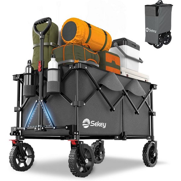 Sekey Bollerwagen Faltbar Handwagen Klappbar Transportwagen 200L 200KG Einkaufstrolley, Kompakt faltbar, spart Platz – ideal für Ausflug, Reise, Party