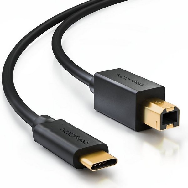 deleyCON deleyCON 1,5m USB C Kabel Datenkabel USB 2.0 USB-B zu USB-C Computer Tintenstrahldrucker
