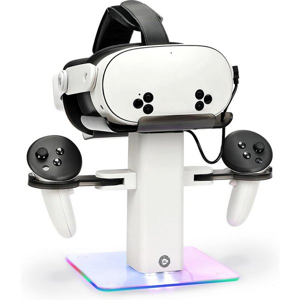 Toomoke Vertikaler RGB-Ladeständer, kompatibel mit Quest 3S/Quest 3 Zubehör Virtual-Reality-Headset (LED-Licht unten und Rutschfester Matte)
