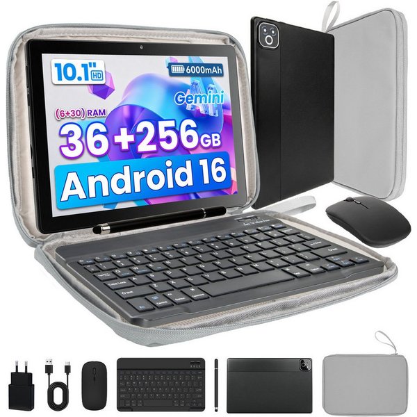 Happybe 10.1 Zoll 36(6+28)GB RAM, 256 GB, mit Tastatur/Maus/Stift Tablet (10.1", 256 GB, Android)