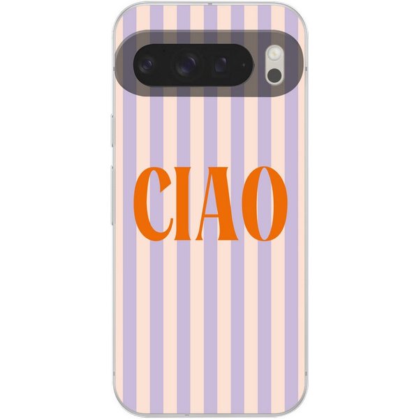 MuchoWow Handyhülle für Google Pixel 9 Pro XL Ciao - Zitat - Pastell - Streifen, Handy Case, Silikon, Bumper Case Dünn