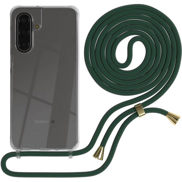 EAZY CASE Handykette Hülle mit Band für Samsung Galaxy A17 6,7 Zoll, Handykette zum Umhängen Hülle mit Kordel Rundes Band Grün Camouflage