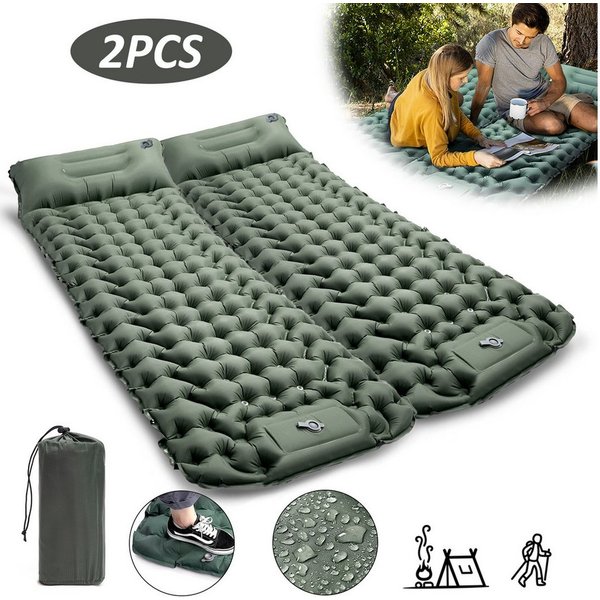 CALIYO Isomatte 2-Tlg Isomatte Outdoor, Isomatte Ultraleicht, Isomatte Camping Outdoor, (2-tlg., Isomatte Camping mit Fußpresse Pumpe und Kissen), erschleißfest