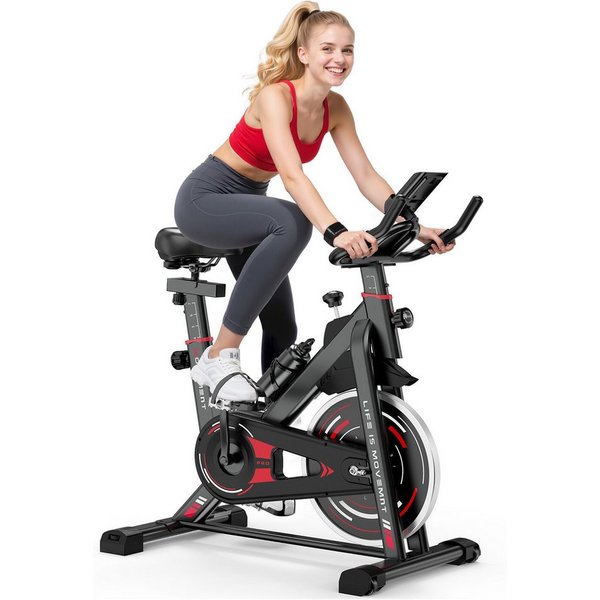 Gywowken Heimtrainer Fahrrad für Zuhause - Indoor-Cycling-Fahrrad (LCD Display - bequemem Sitz - für Heimtraining im Fitnessstudio), mit Leises Schwungrad 10 kg