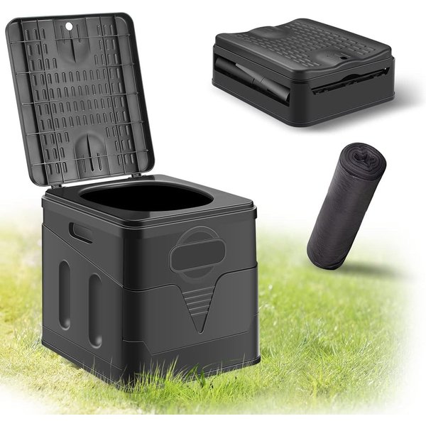 AKKEE Campingtoilette Faltbare Mobile Toilette Campingtoilette max 150 kg, 12 Toilettenbeuteln