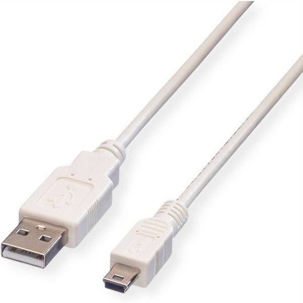 VALUE Value USB-Kabel USB 2.0 USB-A Stecker, USB-Mini-A Stecker 0.80 m Weiß USB-Kabel, (80.00 cm)