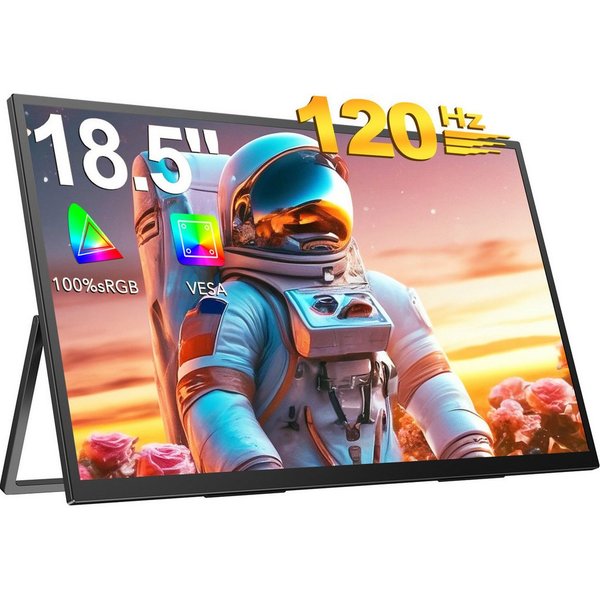 UPERFECT Tragbarer Monitor, Gaming Monitor, 100 % sRGB, LCD-Bildschirm Portabler Monitor (47 cm/18.5 ", 1920 x 1080 px, Full HD, 14 ms Reaktionszeit, 120 Hz, IP