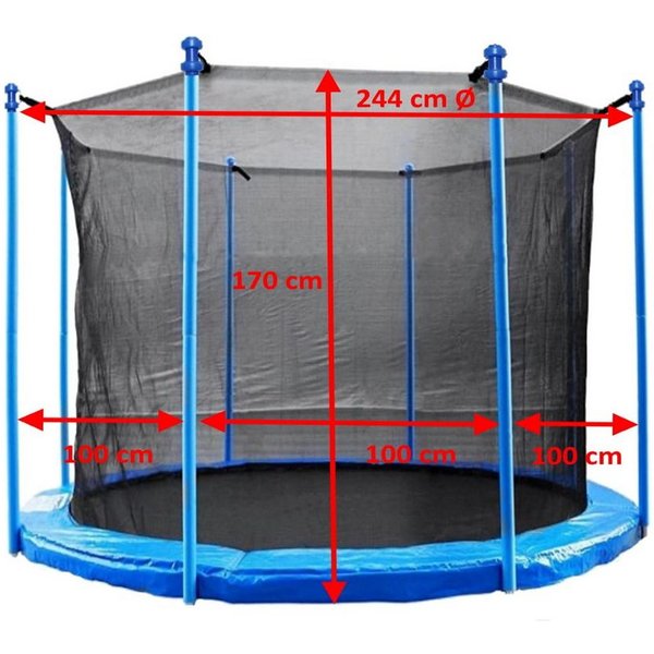walexo Gartentrampolin Trampolin Innenliegendes Sicherheitsnetz für 6- oder 8 Stangensysteme, Ø 244 cm, (6 tlg)