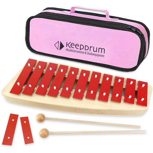 SONOR Glockenspiel Sonor Glockenspiel NG-10 mit Tasche Pink,Sonor Glockenspiel NG-10, 2 Schlägel, keepdrum MB01PK Tasche Pink, Vorteils-Set mit Tasche Pink