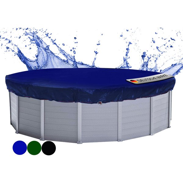 Quick Star Pool-Abdeckplane Sommer & Winter Poolabdeckung 200 g/m² PE (Rund, Blau, ⌀ 420 cm), Beidseitig beschichtet, Gewebeverstärkt, UV-Resistent