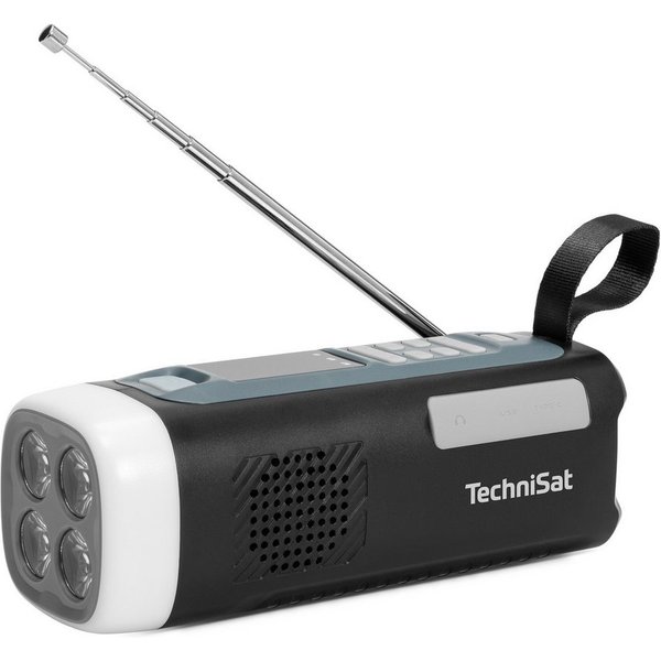 TechniSat VIOLA Kurbelradio UKW-Radio (FM-Tuner, 3 W, Kurbel, Solar, 4500-mAh-Powerbank, SOS-Alarm, LED-Licht)