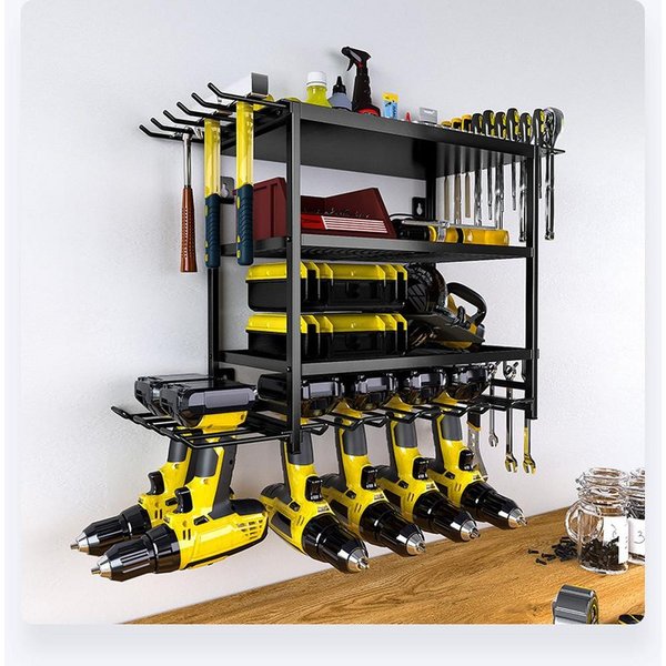 GarveeMore Wandhalterung Werkzeug 4 Ebenen,Werkstatteinrichtung Werkzeughalter, (Werkstatt Werkzeugregal für Garage,Werkstatt,60x24.5x41.5cm)
