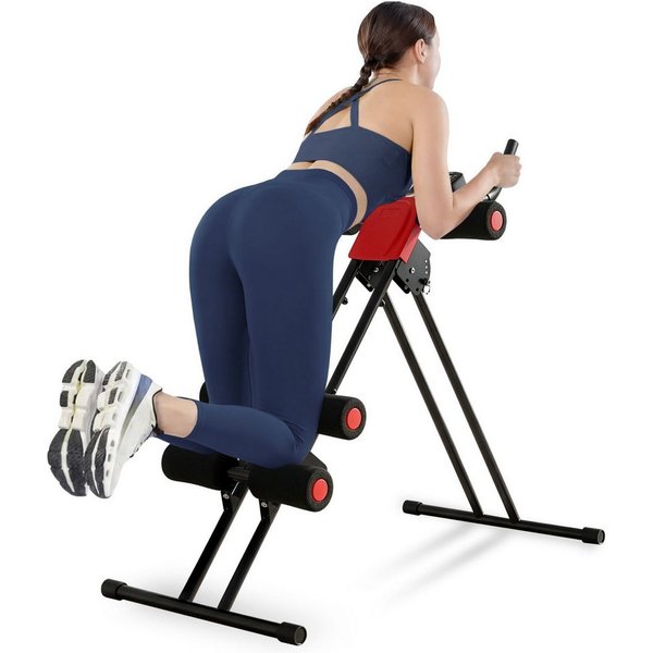 tectake Bauchtrainer Sit-up-Trainer inklusive Trainingscomputer, 5-fach verstellbar (Bauchmuskelgerät, in schwarz/rot), Gepolstert, klappbar und mit rutschfeste