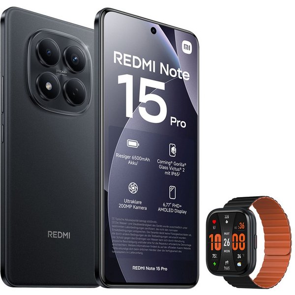 Xiaomi Redmi Note 15 Pro 4G 12+512GB Smartphone & Smartwatch Handy (200 MP Kamera)