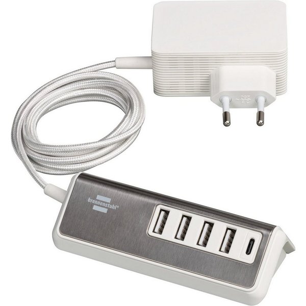 Brennenstuhl USB-Ladegerät (mit Schnellladefunktion, 1x USB C Power Delivery und 4x USB-Ladebuchse)