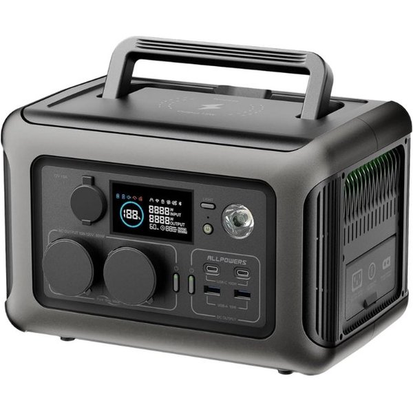 ALLPOWERS Tragbare Powerstation R600, 299 Wh LiFeP04-Akku für Camping Powerstation 80000 mAh (230 V), tragbares Design, Kabellose Ladefläche
