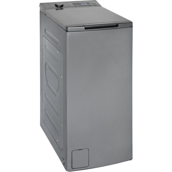 exquisit Waschmaschine LTO1207-030A silber-dunkel, 7,5 kg, 1200 U/min, Rückenschonend: bequem von oben zu beladen mit softer Türöffnung