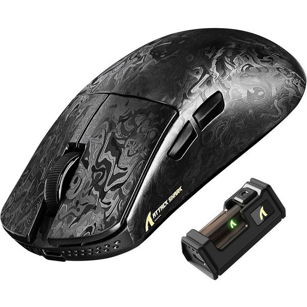 ATTACK SHARK R11Ultra 8K Kohlefaser kabellose Gaming-Maus mit 42000 DPI Gaming-Maus (kabelgebunden, Bluetooth, 2.4G, 8000 dpi, Kohlefaser-Design,kabellose,leich