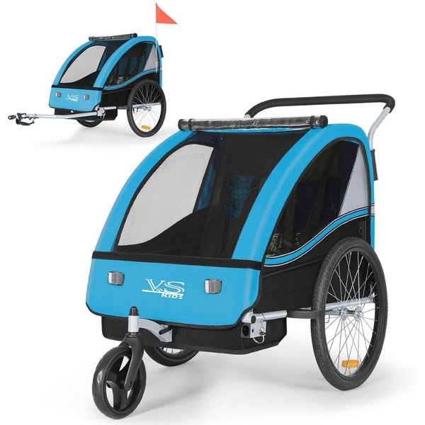 TIGGO Fahrradkinderanhänger TIGGO VS Kinderfahrradanhänger 2 in 1 Kinderanhänger Fahrradanhänger, für 1-2 Kinder geeignet