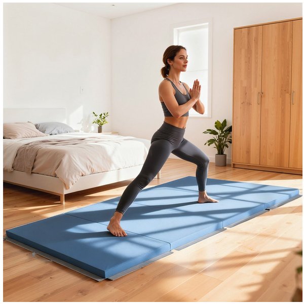 HOMCOM Gymnastikmatte Sportmatte, mit Griffen, Gymnastik Tumbling Matte, Synthetikbezug (Faltbare Fitnessmatte, 1-St., Trainingsmatte), für Yoga, MMA, Fitness, 