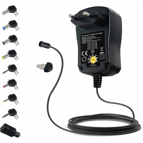 McGrey UAD-1000 Universalnetzteil 1A - einstellbare Spannung Universal-Netzteil (Wechselbare Polarität, inkl. 8 Adapterstecker)