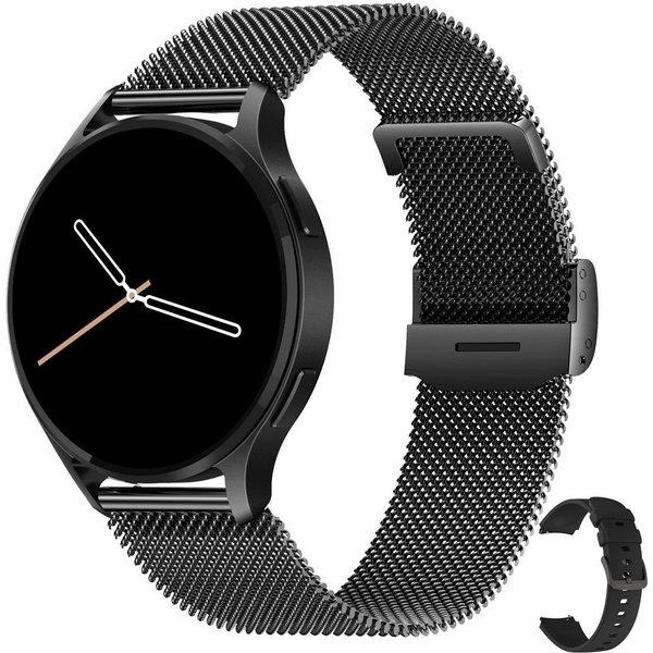 Levowatch EDGY Herren Smartwatch, Sprachassistent, AMOLED Always-On Display Smartwatch (3,8 cm/1,43 Zoll, Android und iOS) Fitness Tracker Uhr, 3 Armbänder, BT5
