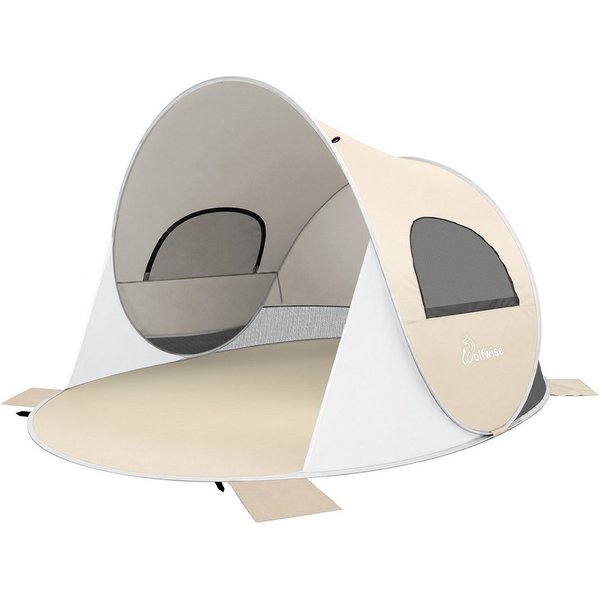 Wolfwise Kuppelzelt Strandmuschel Pop-Up Zelt mit UV-Schutz 50+, 2-6 Personen Strandzelt, Personen: 6 (Set, 1 x Zelt, mit Transporttasche), UV-Schutz 50+, Wasse