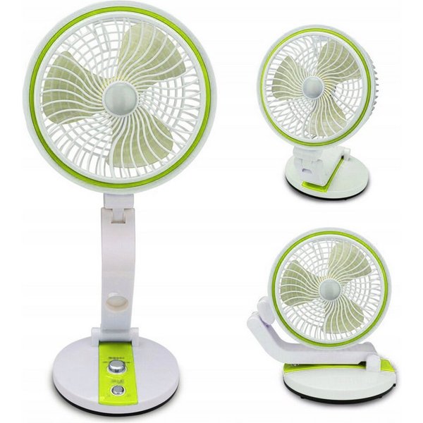 Verkgroup Tischventilator Klappbarer USB Ventilator mit LED Licht kabellos höhenverstellbar, 18 cm Durchmesser, Klappbarer USB Ventilator mit LED Licht und Akku