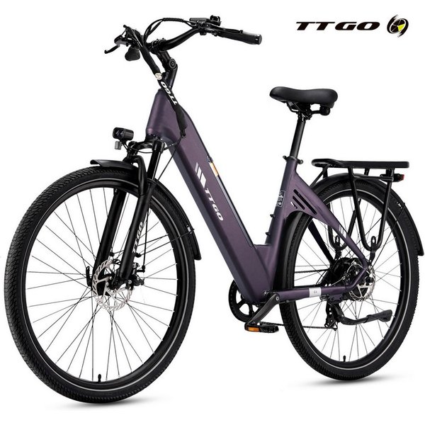TTGO E-Bike Cityrad 28 Zoll, 55Nm, 650Wh, 150km, Elektrofahrrad für Damen und Herren, 7 Gang Shimano, Kettenschaltung, Heckmotor, 650 Wh, (Alu-Pedale, max. Bela