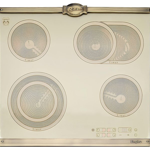 Kaiser Küchengeräte Elektro-Kochfeld Exklusives Autarkers High Light Glaskeramik Kochfeld 60cm Einbau Herd 4 QuickHeat-Kochzonen Hi-Light Elfenbein KCT 6185 Elf