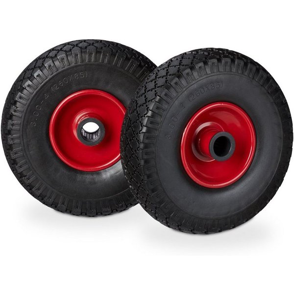 relaxdays Sackkarren-Rad Sackkarrenrad Vollgummi im 2er Set (2 St), Schwarz-Rot