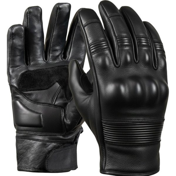 MDM Motorradhandschuhe Retro Motorradhandschuhe Leder mit Knöchelschutz, Touchfunktion Perforierte Ledereinsätze für bessere Luftzirkulation