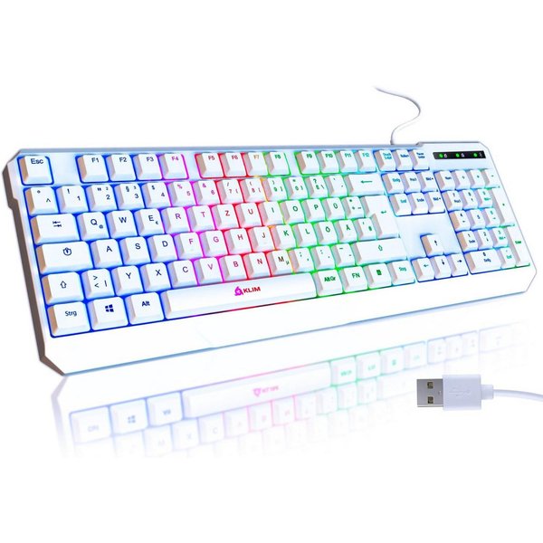 KLIM Chroma Gaming Tastatur, hintergrundbeleuchtete Tasten, Anti Ghosting Gaming-Tastatur (Deutsche Tastenbelegung, ergonomische Gaming Keyboard)