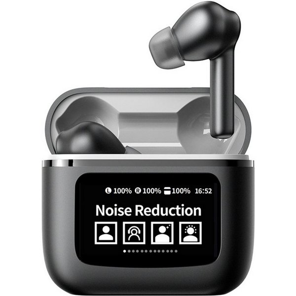 KINSI AI‑Übersetzungs‑Kopfhörer TWS mit Touch‑Farb‑Display,144 Sprachen Bluetooth-Kopfhörer (Aktive Geräuschunterdrückung,IPX5 wasserdicht,Anti‑Verlust‑Ortung)