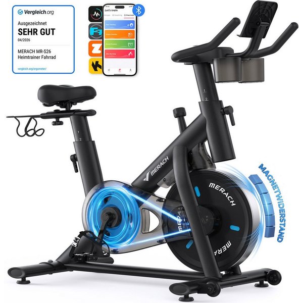 MERACH Heimtrainer Fahrrad leises Magnet-Speedbike mit App & LED-Monitor (Indoor Cycling Bike Magnet-Heimtrainer Fahrrad für Kardiotraining, 1-tlg., Inkl. LED-M