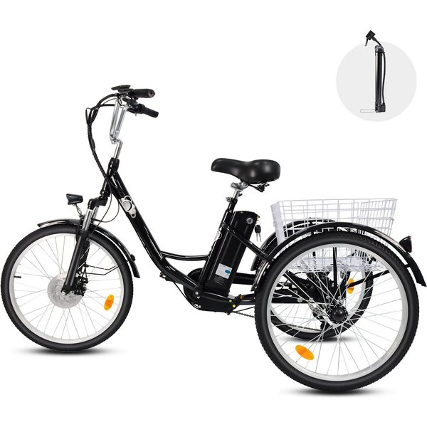 Vankel E-Bike Cityrad Damen u. Herren Elektro-Dreirad 24 Zoll 250W 648Wh 100km 3-Rad Pedelec, Kettenschaltung, Heckmotor, 648 Wh, (Beleuchtungsset mit Batteriel