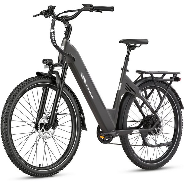 TTGO E-Bike Cityrad 28x2,4 Zoll, 110km, ZOOM Federsattelstütze, 70 Nm Hinterradmotor, C5, 7 Gang Shimano, Kettenschaltung, Heckmotor, 648 Wh, Tiefeinstieg, Pede