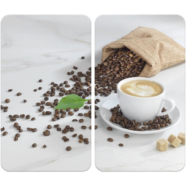 Maximex Herd-Abdeckplatte Universal Modell CAFÉ AROMATICA, Glas, Kunststoff, (Set, 2 tlg), für Induktions-, Glaskeramik-, Elektro- und Gasherde, höhenverstellba