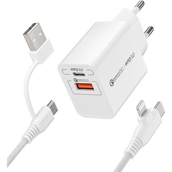 neue dawn 20W USB C Schnell Ladegerät für iPhone 18 17 16 15 14 13 12 11 Serie USB-Ladegerät (1-tlg, 1* 20W Ladegerät + 1*4in1 Ladekabel, für iPad Air 2025 iPad