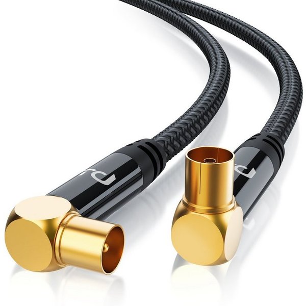 Primewire HDTV Antennenkabel gewinkelt, 2-fach Schirmung, 75 Ohm / 135 dB - 7,5m TV-Kabel, Koax, RF Buchse, IEC Stecker (750 cm), Koax, vergoldete Metallstecker